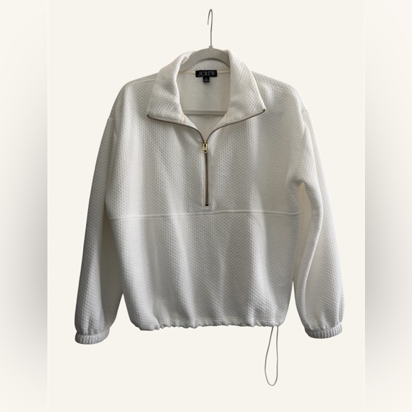J. Crew Tops - J. Crew White Textured Quarter-Zip Pullover